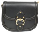 New Authentic Coach Beat Black Leather Saddle Bag Handbag C3738