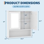 Wall Mounted Medicine Cabinet White Glass Doors 22 Inch Over Toilet Storage