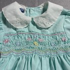 Vintage Polly Flinders Girls Smocked Dress Aqua Blue 3t