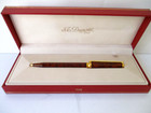 S t  Dupont Ballpoint Pen Brown Marble Black Ink Gold Trim Chinese Lacquer