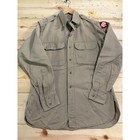 Vintage Us Army Shirt Military Patches Utility Workwear Beige Cotton Mens Large