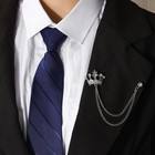 Mens Exquisite Shiny Crown Tassels Brooch Lapel Pin For Formal Suits Accessories