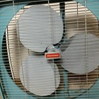 Vtg Lg Dominion 2 Speed Metal Box Fan Aqua Turquoise Teal Tested Cleaned Patina