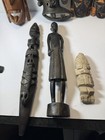 Vtg African Tribal Male Tanganykia Figures Carved  Stone Craving  African Masks