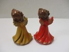 Vintage Set Of Two Angels Hand-painted Holding Flowers Made In Italy 3 5  Tall