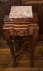 Antique Carved Rosewood Round Plant Stand Marble Top Table 12    D Top 35    Tall