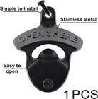 Black Wall Mounted Bottle Opener Stainless Metal Screw On Wall Beer Bottle