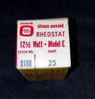 Ohmite Rheostat No 0108 Model  E 25 Ohms  71 Amp Newold Stock