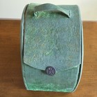 Antique Victorian Green Velvet Travel Collar Box Opens 2 Ways W  Fabric Handle