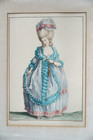 Fine Victorian Beautiful Fashion Lady Art Etching Antique Print On Paper Framed