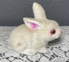 Vintage Flocked Fuzzy Bunny Rabbit Bank W  Original Plug Made In Hong Kong