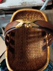 Vintage Large Woven Gathering Basket Triple Bentwood Handle God s Eye 18
