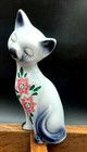 Lot  3  Cat Kitty Figurine Vintage Japan Floral Mom   Baby Porcelain Ceramic