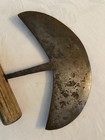 Antique Vintage Wooden Handle Rocker Knife Metal Blade Dough Cutter Primitive