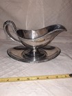 Vintage Silver Plated  Sauce Boat   Tray Region Reed   Barton 4020