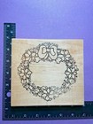 Dots Rubber Stamp Wood Mount Poinsettia Wreath V113 Christmas Holiday Bow Flower