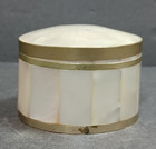 Vintage Mother Of Pearl Small Paneled Vanity Jar Trinket Box