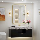 24x36 Inch Dimmable Led Bathroom Vanity Mirror W Non-rusting Gold Frame Anti-fog