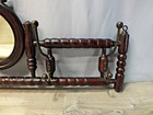 Antique Victorian Hanging Coat Rack W Round Mirror   Four Hooks  Original Finish