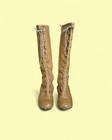 Vintage 60s 70s Tan Leather Lace Up Tall Knee High Boots Size 9 5