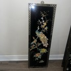 4 Vintage Asian Oriental Mother Of Pearl Black Lacquer Wall Art Plaque Panels 