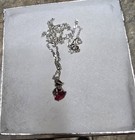 Ruby Crystal   Silver Tone Necklace   Earring Set With Gift Box