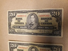Lot Of 3 1937 Bank Of Canada  20 Dollars Fv  60 Cad