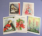 5 Vintage Christmas Cards Unused 1950s Holiday Greetings W envelopes