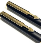 Vintage 1984 Parker Arrow Pen   Pencil Set Matte Black Gold Accent England
