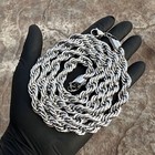 Mens 316l Stainless Steel Rope Chain Silver Hip Hop Necklace 10mm Thick 40  Inch