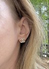 Cc Chanel Buttons Rhinestones Stud Earrings