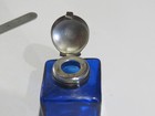 Vintage Antique Style Square Cobalt Blue Glass Inkwell Bottle Ink