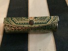 Vintage Italian Lipstick Case Holder Mirror Green Red Gold Made In Italy