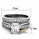 2 10 Ct Princess Cut Cz Stainless Steel Wedding Ring Set Women s Sz 5-11