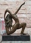 Signed Original Pascal Delor Female Gymnast Woman Bronze Sculpture Statue Decor