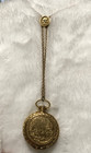 Vintage Goldette Slide Necklace Pendant Faux Pocket Watch  Chain Solid Perfume