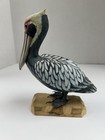 Bird Figure On Stand Wooden Pelican Beach House Decor