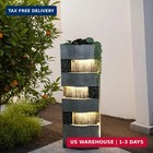 40 5  Modern Outdoor Water Fountain 4-tier Waterfall Led Light Patio Landscape