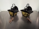 Vintage American Lantern Porch Lights 110 113  Amber Side Panels  pair 