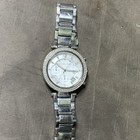 Michael Kors Parker Silver Tone Quartz Crystal Bezel White Dial Date 39mm