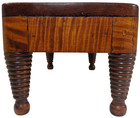 Early 19th C American Antique Tiger Maple Federal Footstool W coil Legs Pine Top