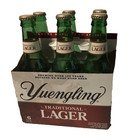6 Yuengling Lager Empty Beer Bottles Capped With Carrier