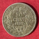 1859 France 50 Centimes Silver Coin   damaged