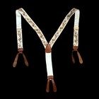 Vintage Trafalgar Suspenders Mens Cream Dog Print Silk Braces 