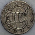 1852-p Three Cent Piece 75  Silver  sn02 