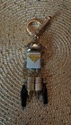 Prada Saffiano Robot Bag Charm Platinum Gold Leather Keychain  best Offer 