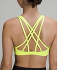 Lululemon Free To Be Serene Bra Yellow Lemon Strappy Yoga Sports Bra Size 10