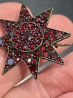 Antique vintage Gold-filled Bohemian Garnet Star Brooch Cool Piece 