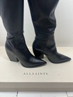 Allsaints Boots 40 10 Otk Over The Knee Lara Thigh High Heels Western Black Faux