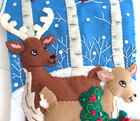 Bucilla Deer Family Felt Christmas Stocking Finished Kit 18    Woodland Pinecones